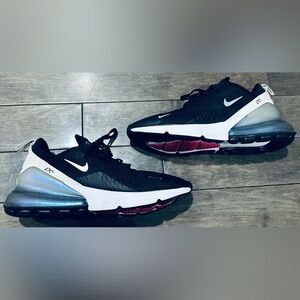 Women’s Sz 7.5 Black Metallic Silver Phantom Pink Nike Air Max 270 Sneakers
